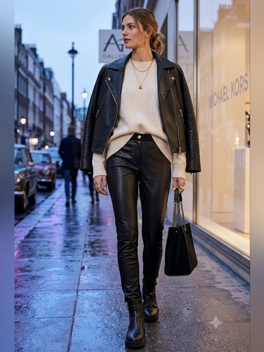 Michael Kors Women's Black Leather Moto Jacket